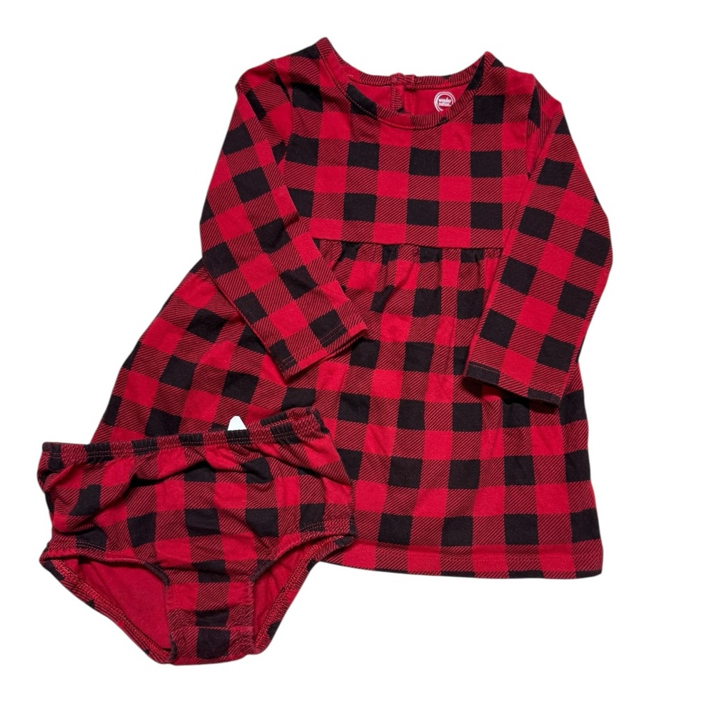 Wonder Nation | Toddler Baby girl Festive Plaid Outfit | 12M